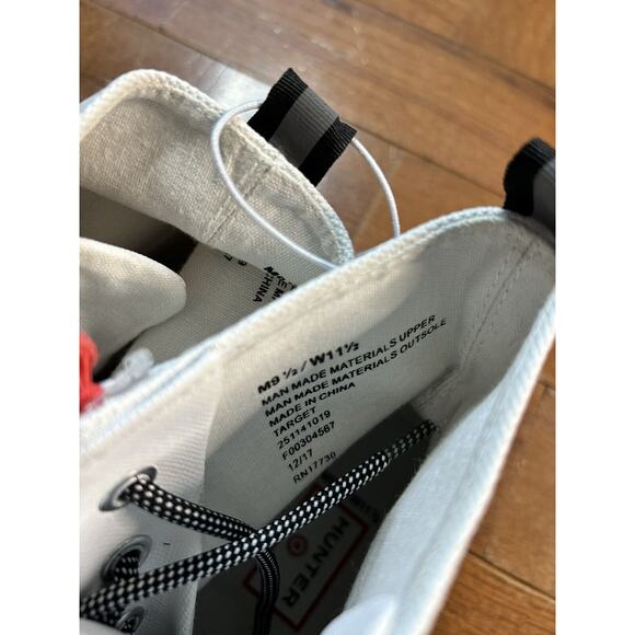 Hunter Unisex Target Dipped Canvas High-Top Sneakers White Black Size M9.5 W11.5 - Picture 4 of 15